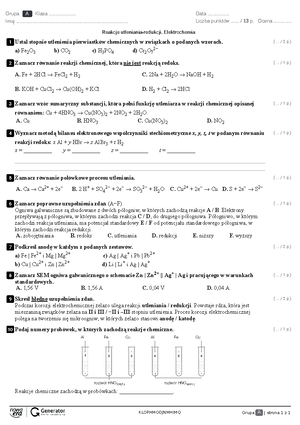 Efekty energetyczne i szybkość reakcji chemicznych Test