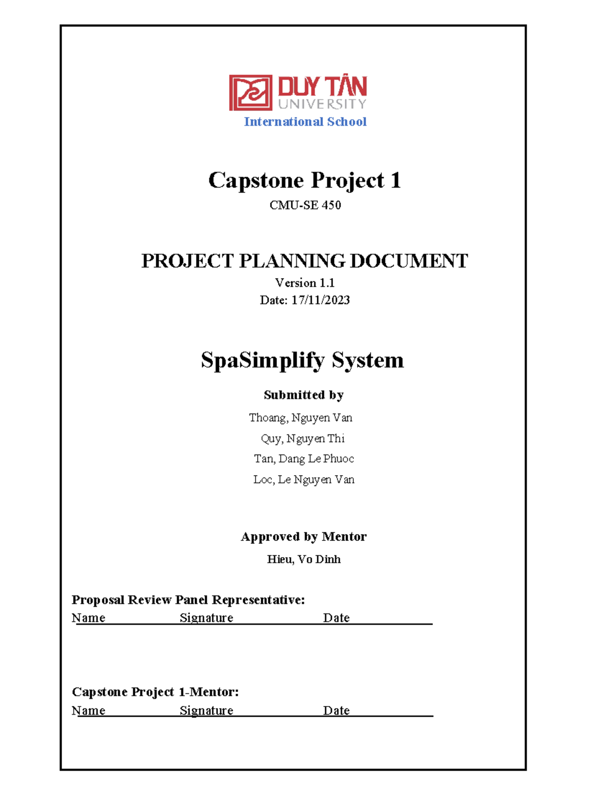 CS-447 cdio project - International School Capstone Project 1 CMU-SE ...