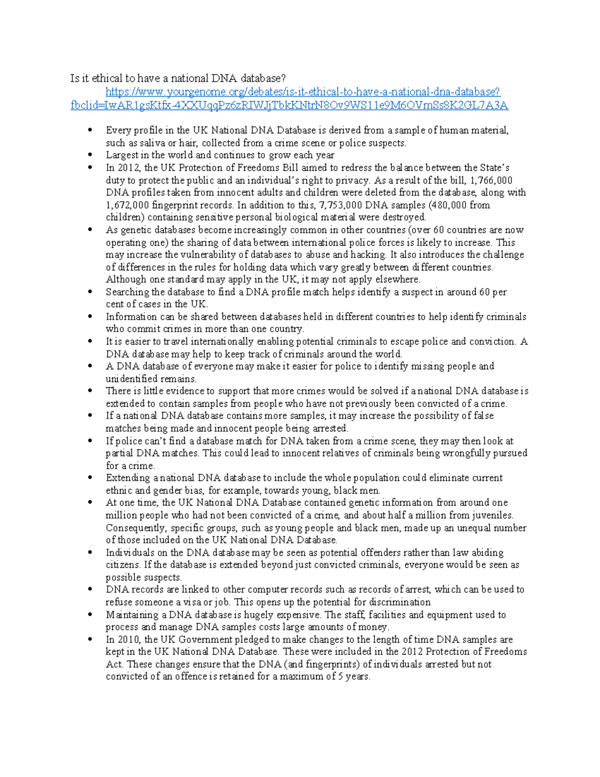 Ethics and Effectiveness of the UK National DNA Database: Key Insights ...