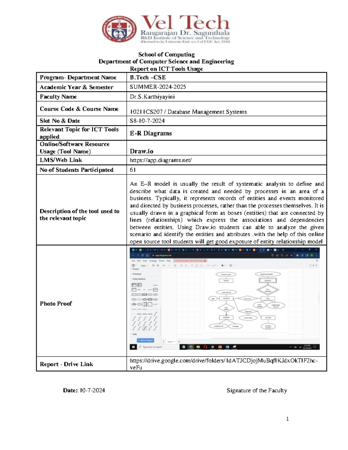 Report on ICT Tools Usage for 10211CS207 - Database Management Systems ...