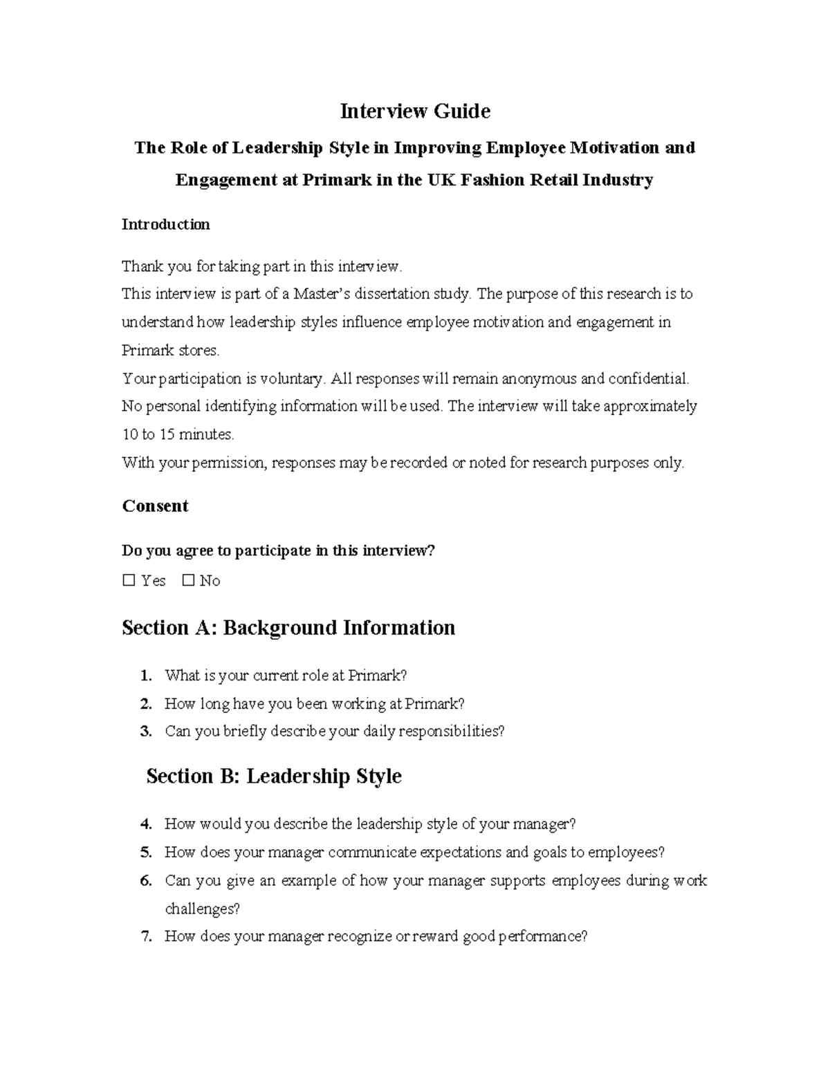 Final Interview Guide: Leadership Styles & Employee Engagement at ...