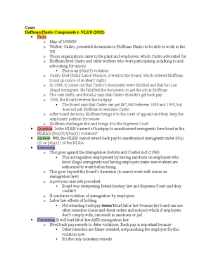 Labor Law Final Study Guide: Employee Status & Discrimination Cases ...