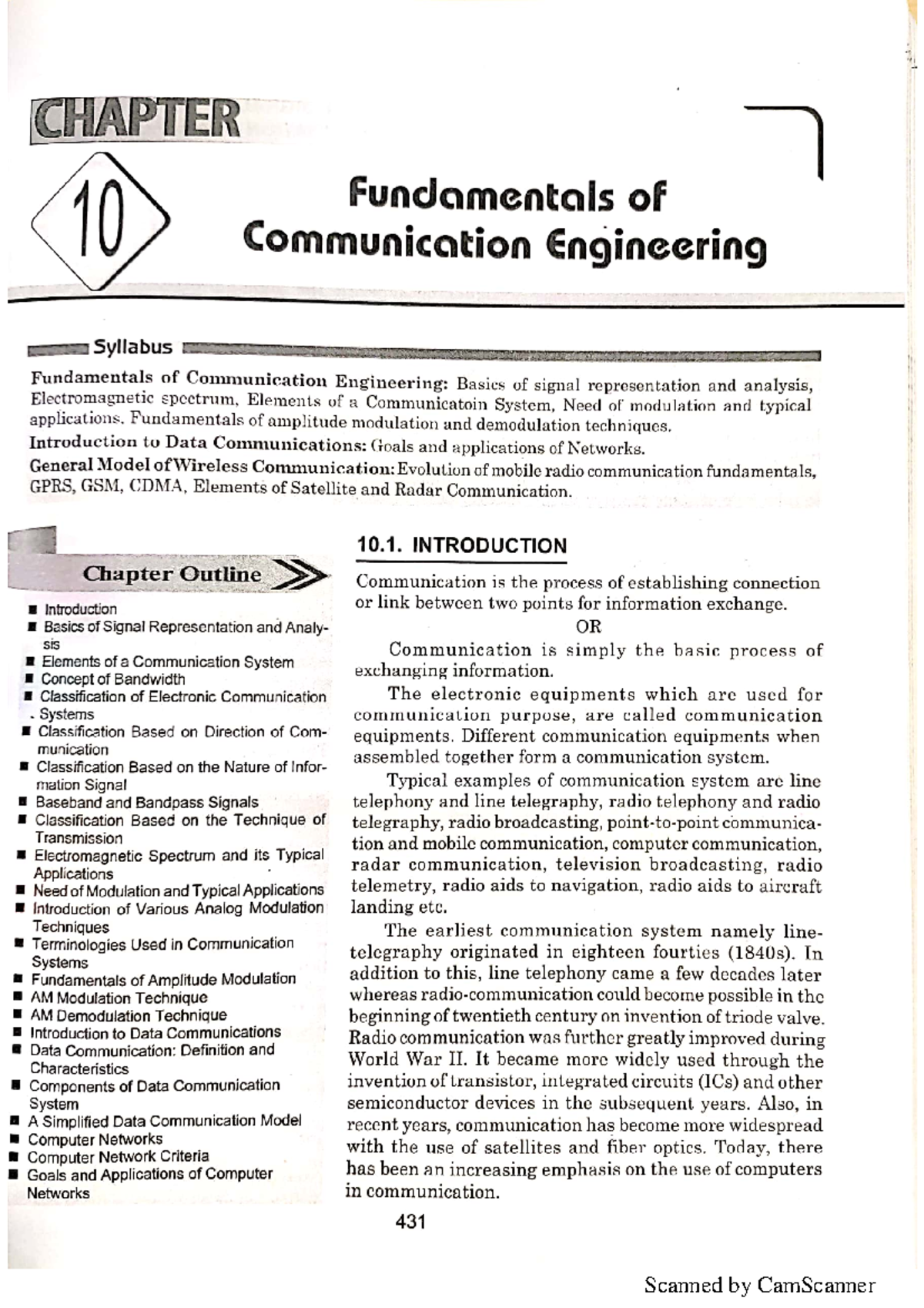 AA - notes - CHAPTER 10 Fundamentals of Communication Engineering ...