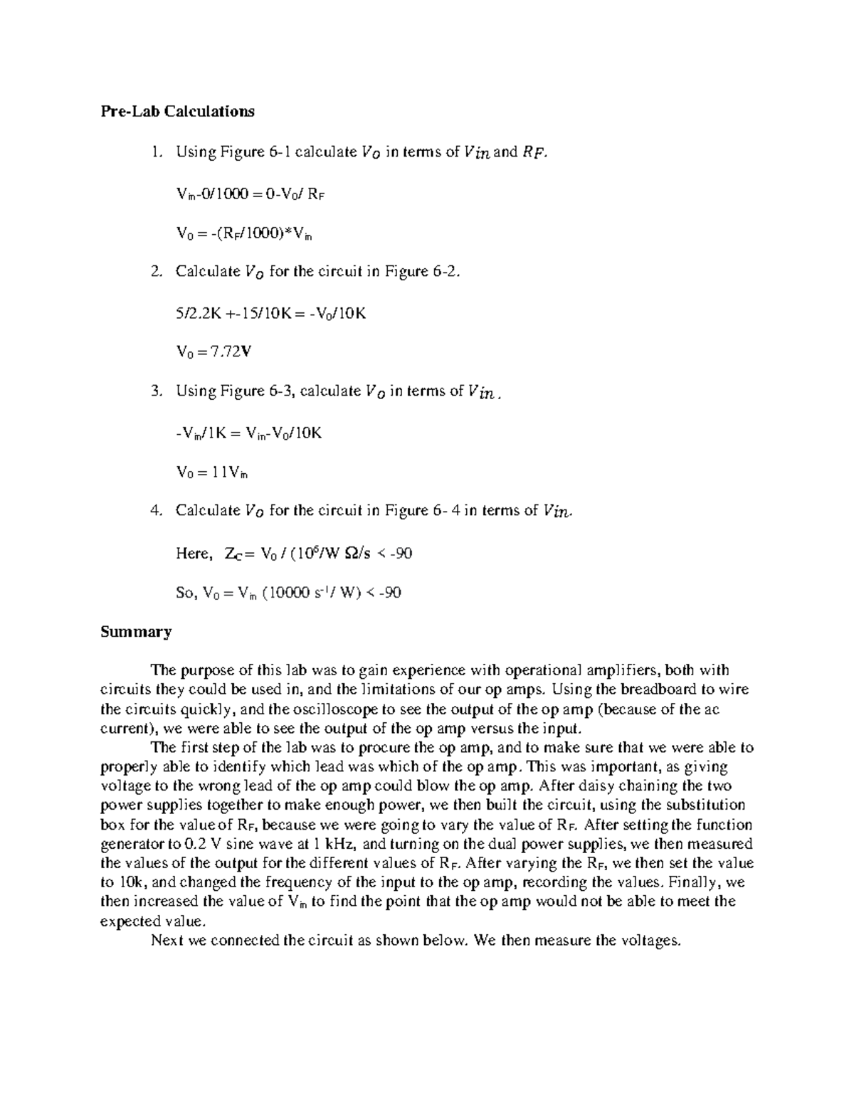 Lab Report on Op-Amp Circuits - ECE 2110 - Lab 4 Analysis and Results ...