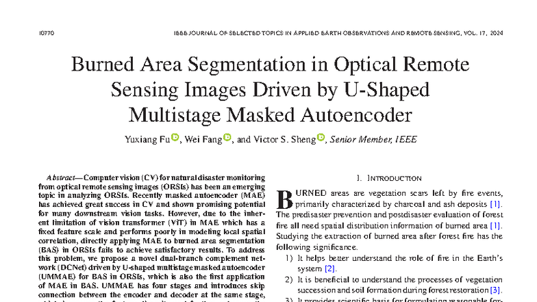 10770 BURNED AREA SEGMENTATION IN ORSIS USING U-SHAPED MAE - Studocu