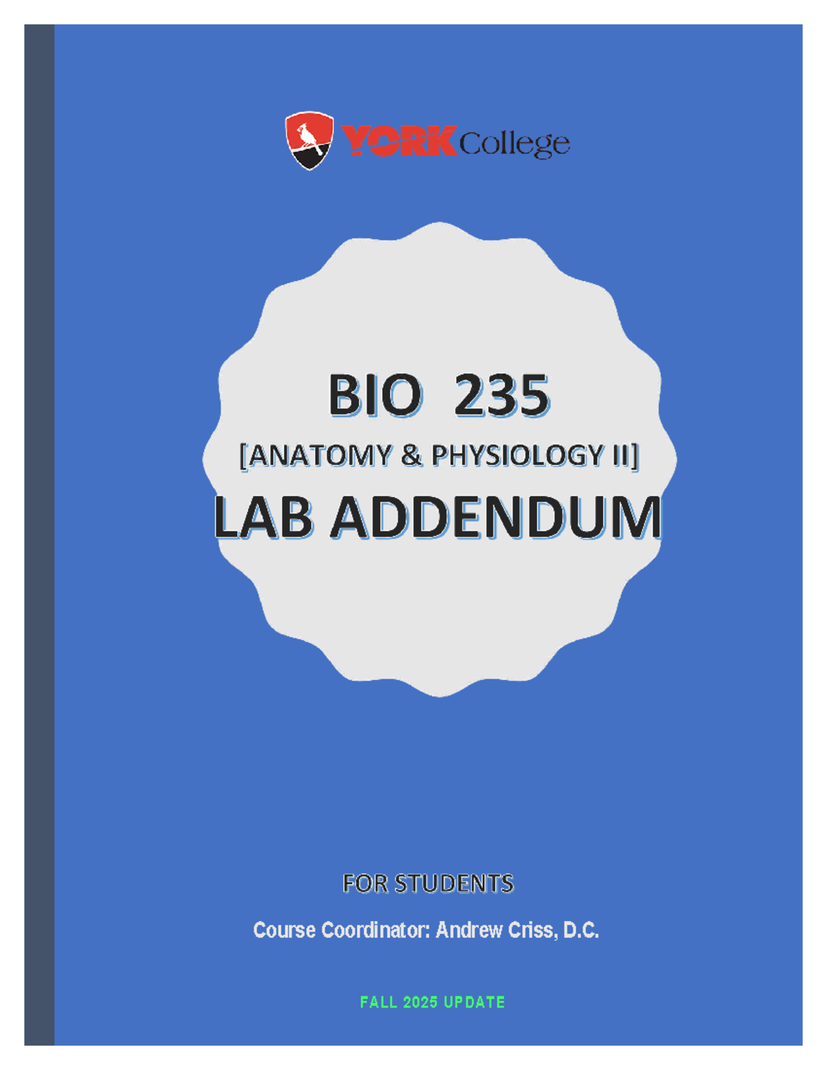 BIO 235 LAB Addendum: Fall 2025 Overview & Policies - Studocu