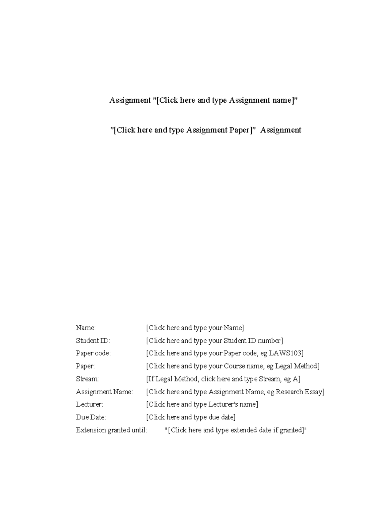 Legal 103 Assignment Template for Microsoft Word Formatting - Studocu
