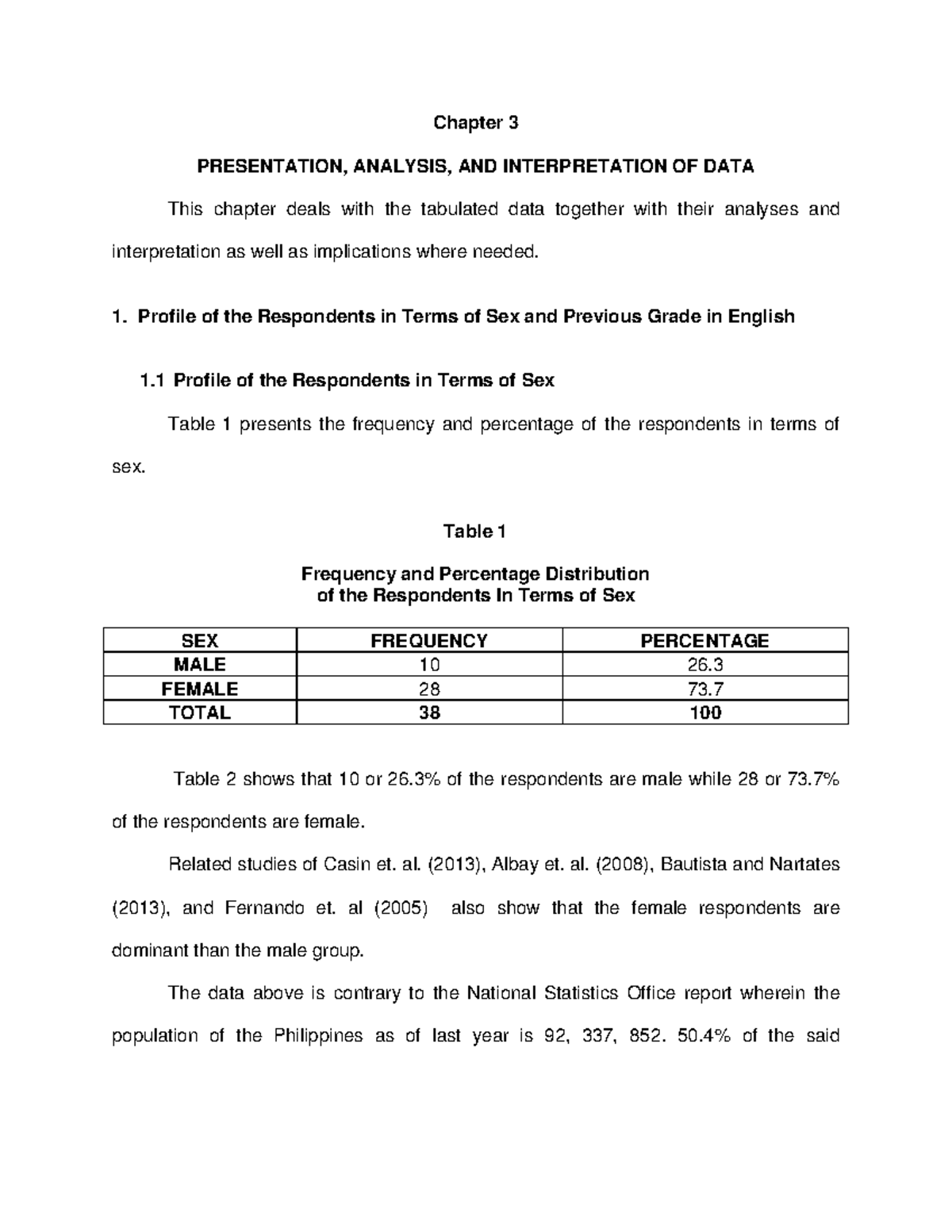 Chapter 3: Presentation, Analysis, and Interpretation of Data - Studocu