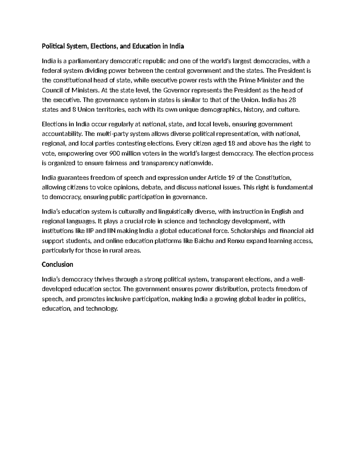 Political System india - Political System, Elections, and Education in ...