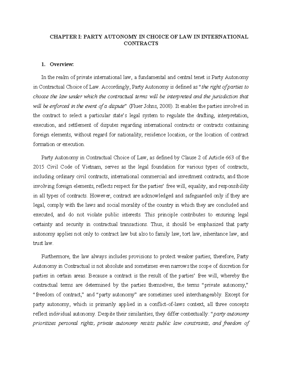 Party Autonomy in Choice of Law: Insights from Vietnam's Legal ...