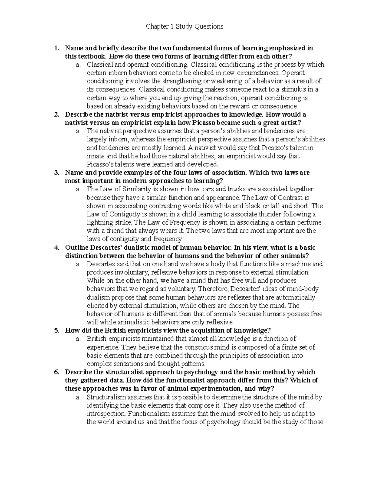 Ch 1 Study Questions - Chapter 1 Study Questions Name and briefly ...