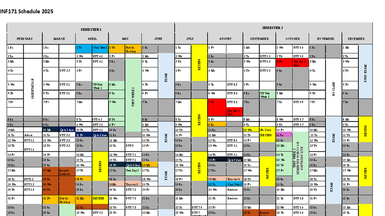 INF171 2025 Semester 2 Schedule and Important Dates - Studocu