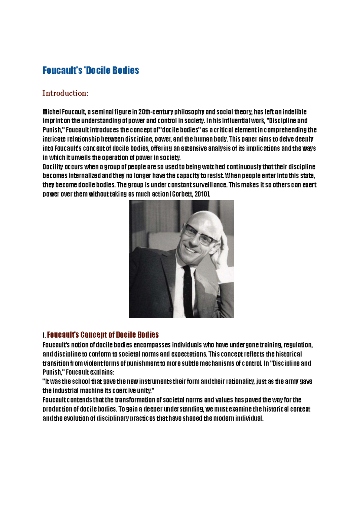 Presentation: Analyzing Foucault's Concept of Docile Bodies in Society ...
