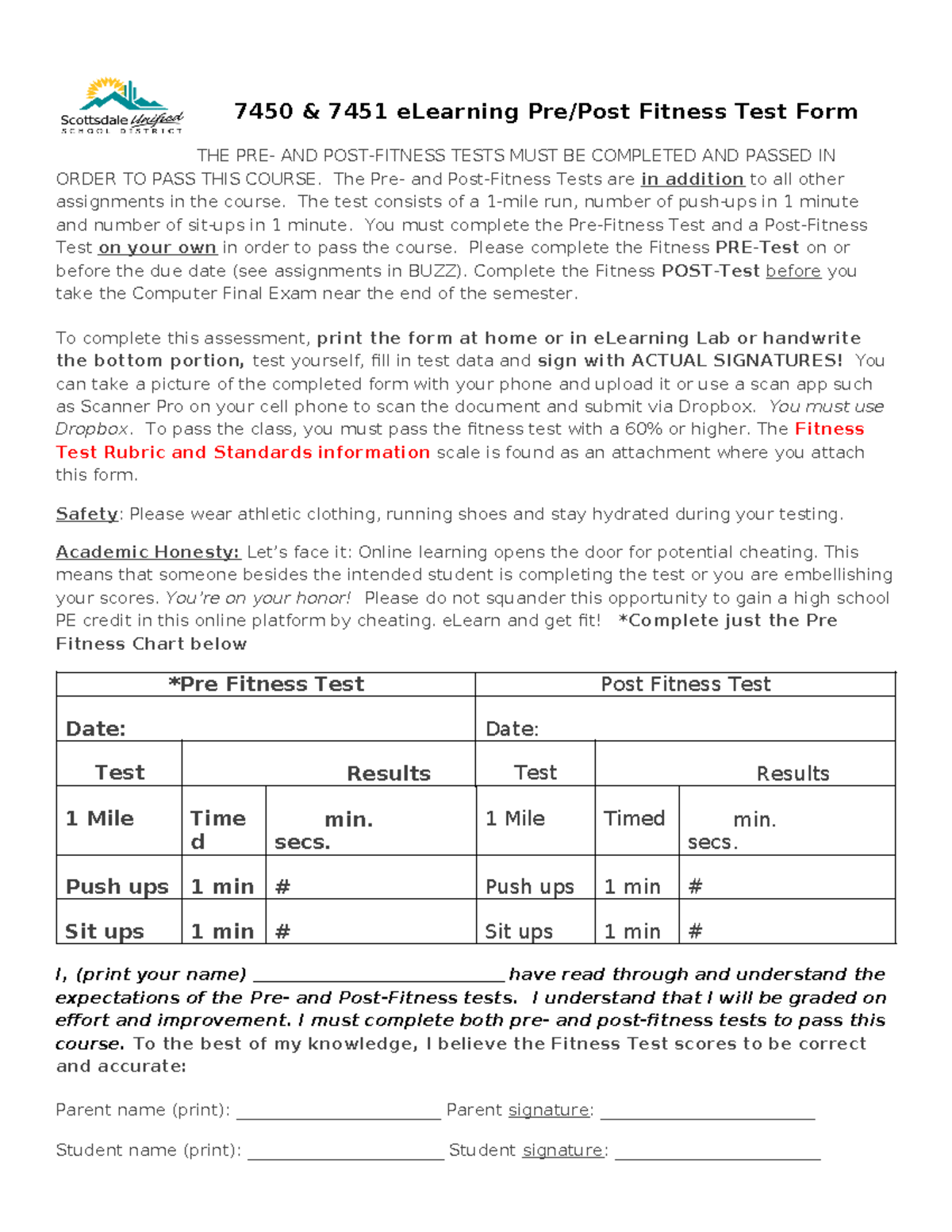 E Learning+current+ Fitness+TEST+PRE+POST - 7450 & 7451 eLearning Pre ...