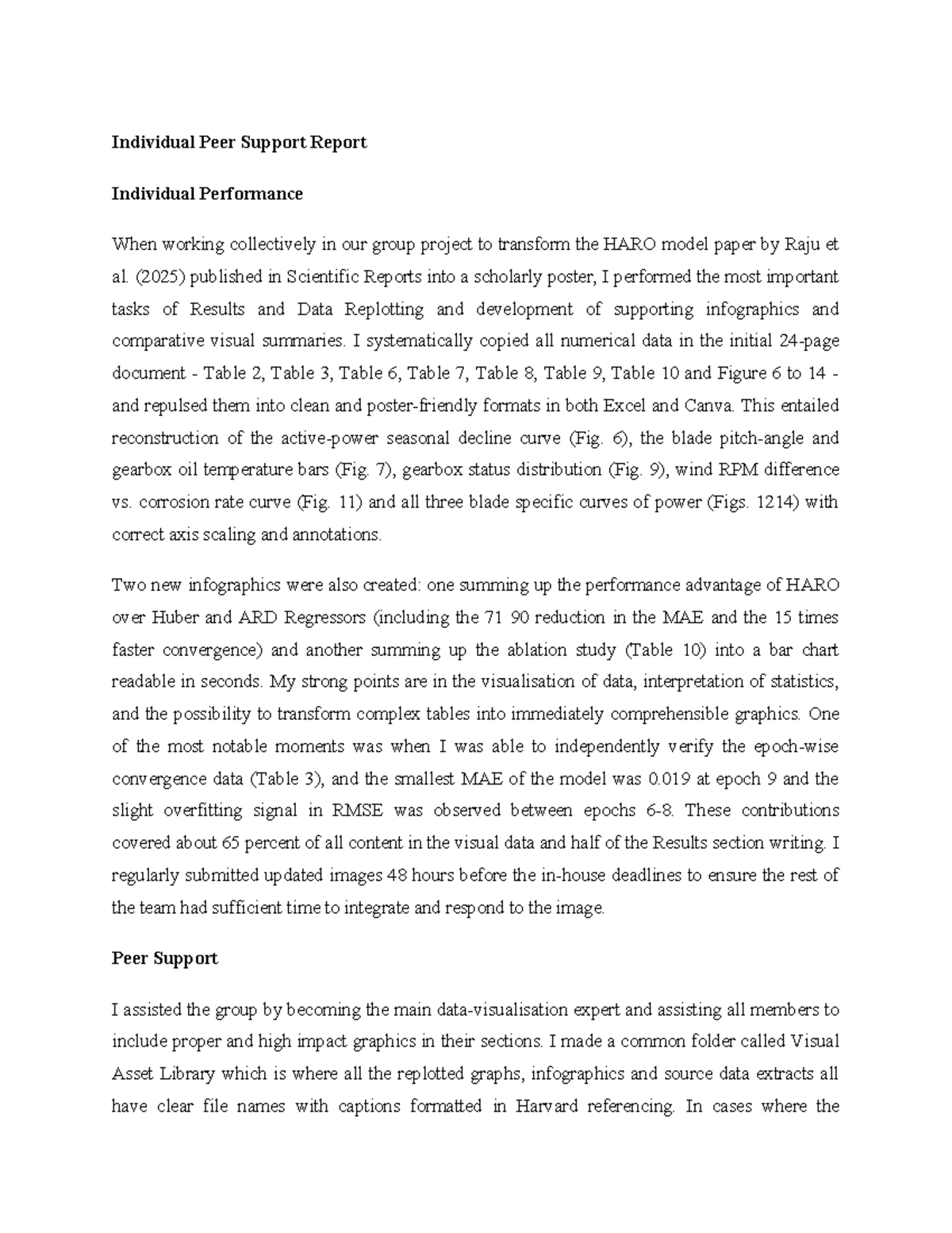 Individual Peer Support Report for KB7068 Research Methods - Studocu