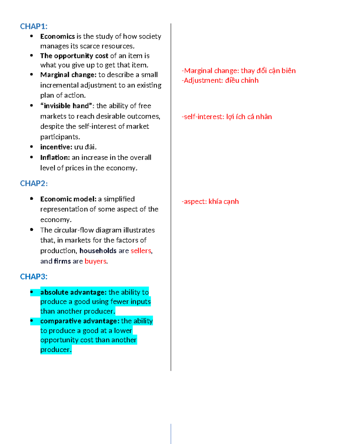 Microeconomics CHAP1-4: Key Concepts and Definitions - Studocu