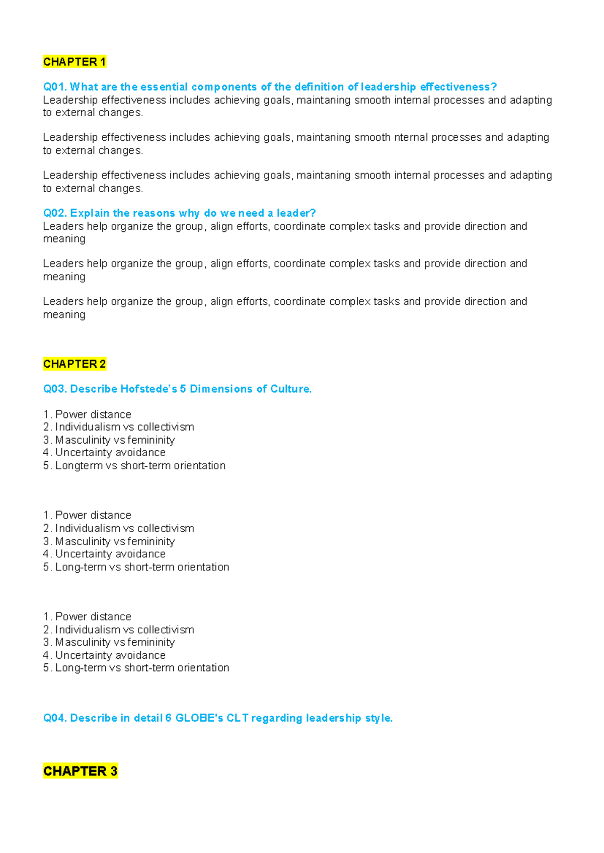 LEADERSHIP NOTES: CHAPTERS 1-9 OVERVIEW & KEY CONCEPTS - Studocu