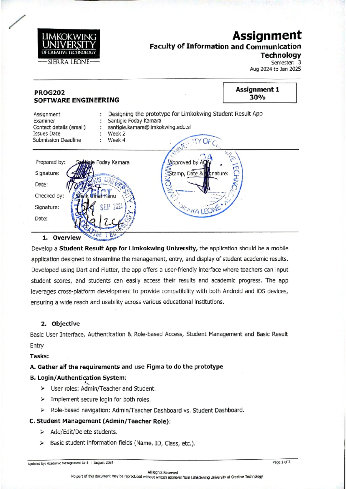 PROG202 Software Engineering Assignment 1: Student Result App Prototype ...