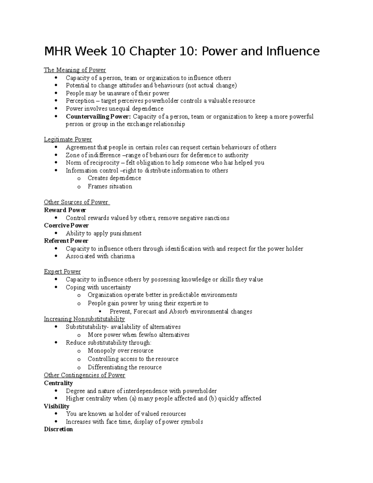 MHR Week 10 Chapter 10-Lecture Notes for Chapter 10- Human Resources ...
