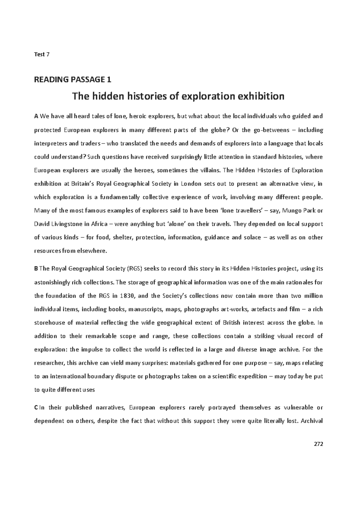 RGS Test 7: Hidden Histories of Exploration Insights - Studocu