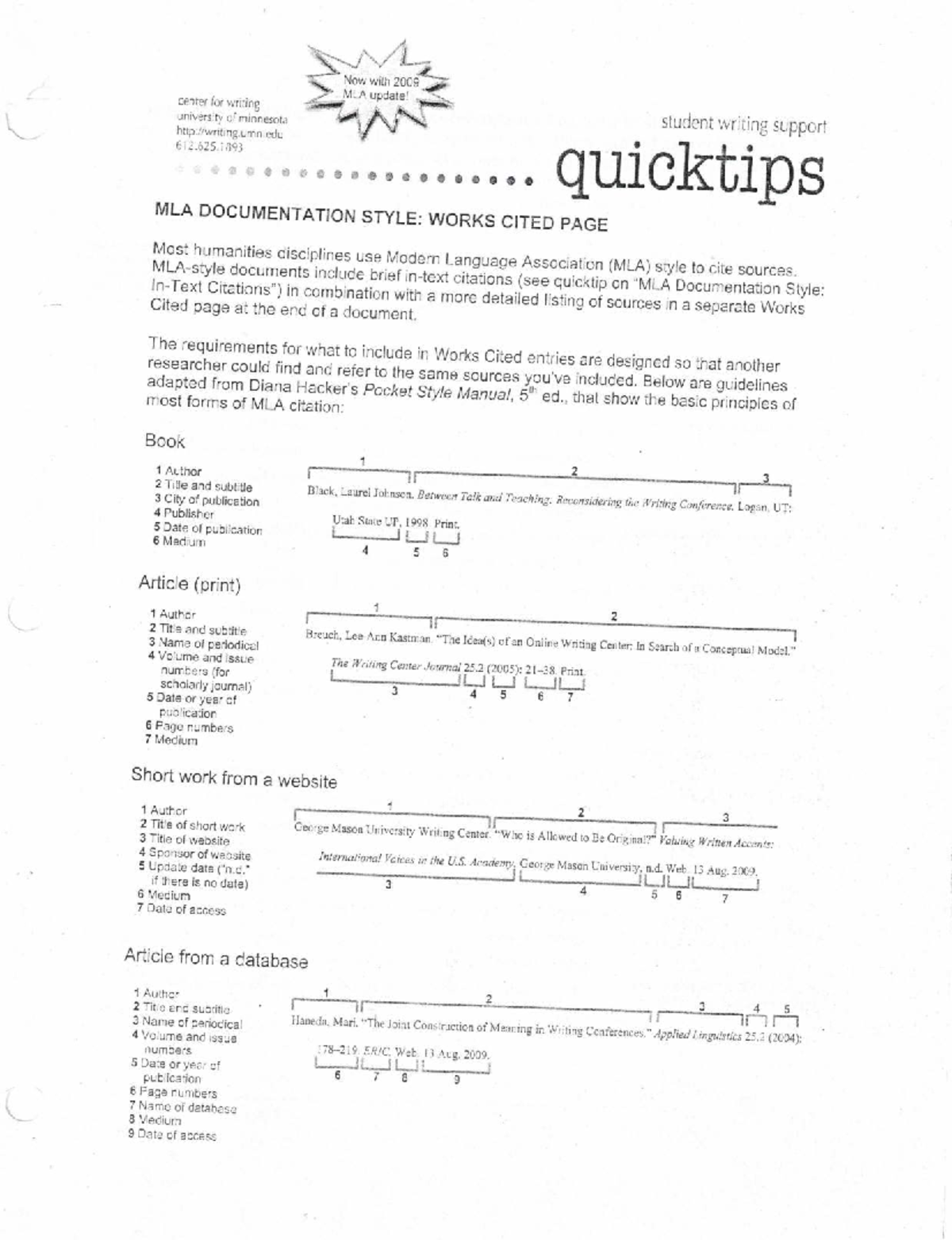 MLA Documentation Style & Transition Tips for Writing Support - Studocu