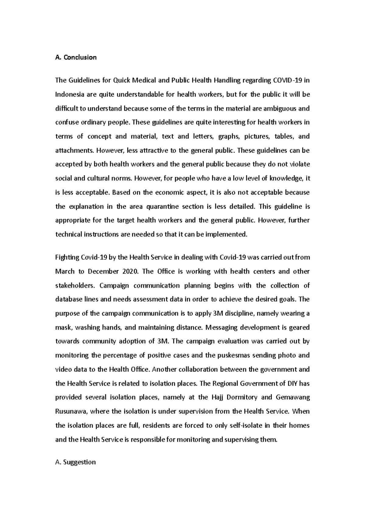 Conclussion - These guidelines are quite interesting for health workers ...