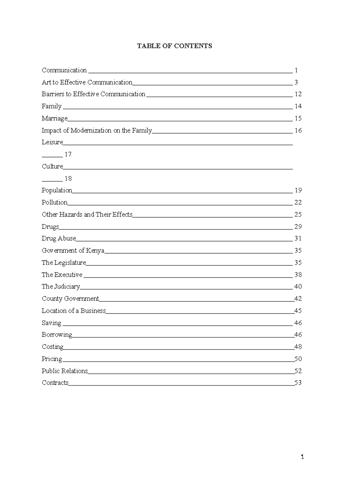 General studies - Get quality and reliable notes - TABLE OF CONTENTS ...