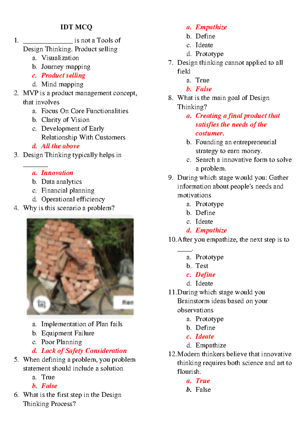 IDT MCQ with answers - It contains previous year question/ model ...