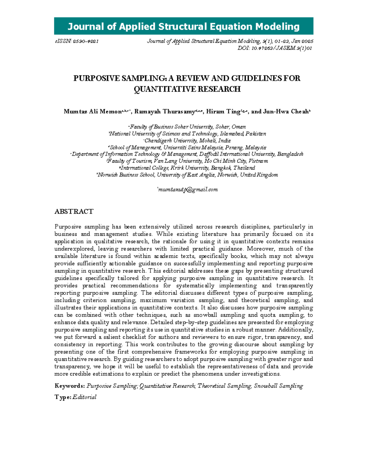 Purposive Sampling in Quantitative Research: Guidelines and Insights ...