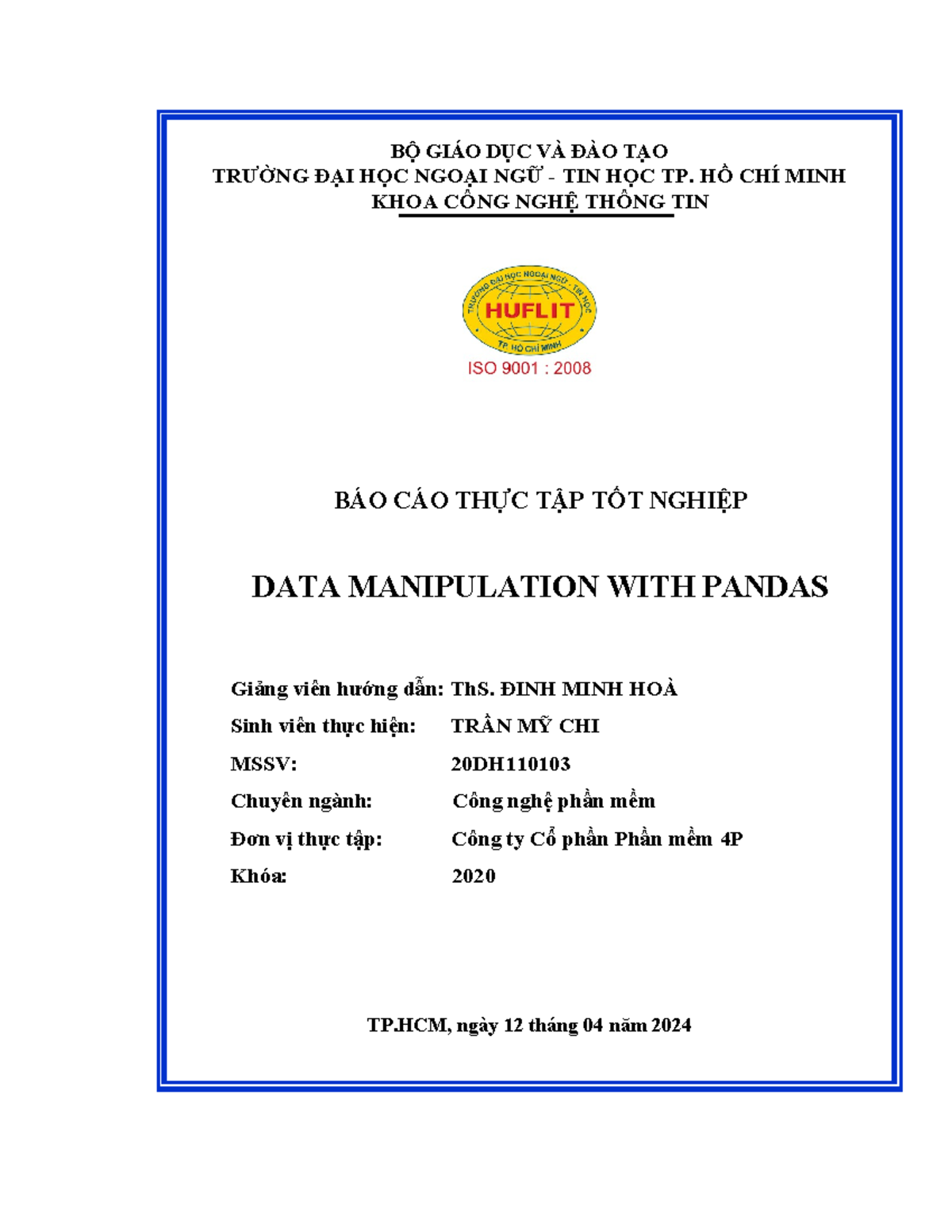 Báo Cáo Thực Tập Tốt Nghiệp - 20DH110103 - Trần Mỹ Chi - Document Preview