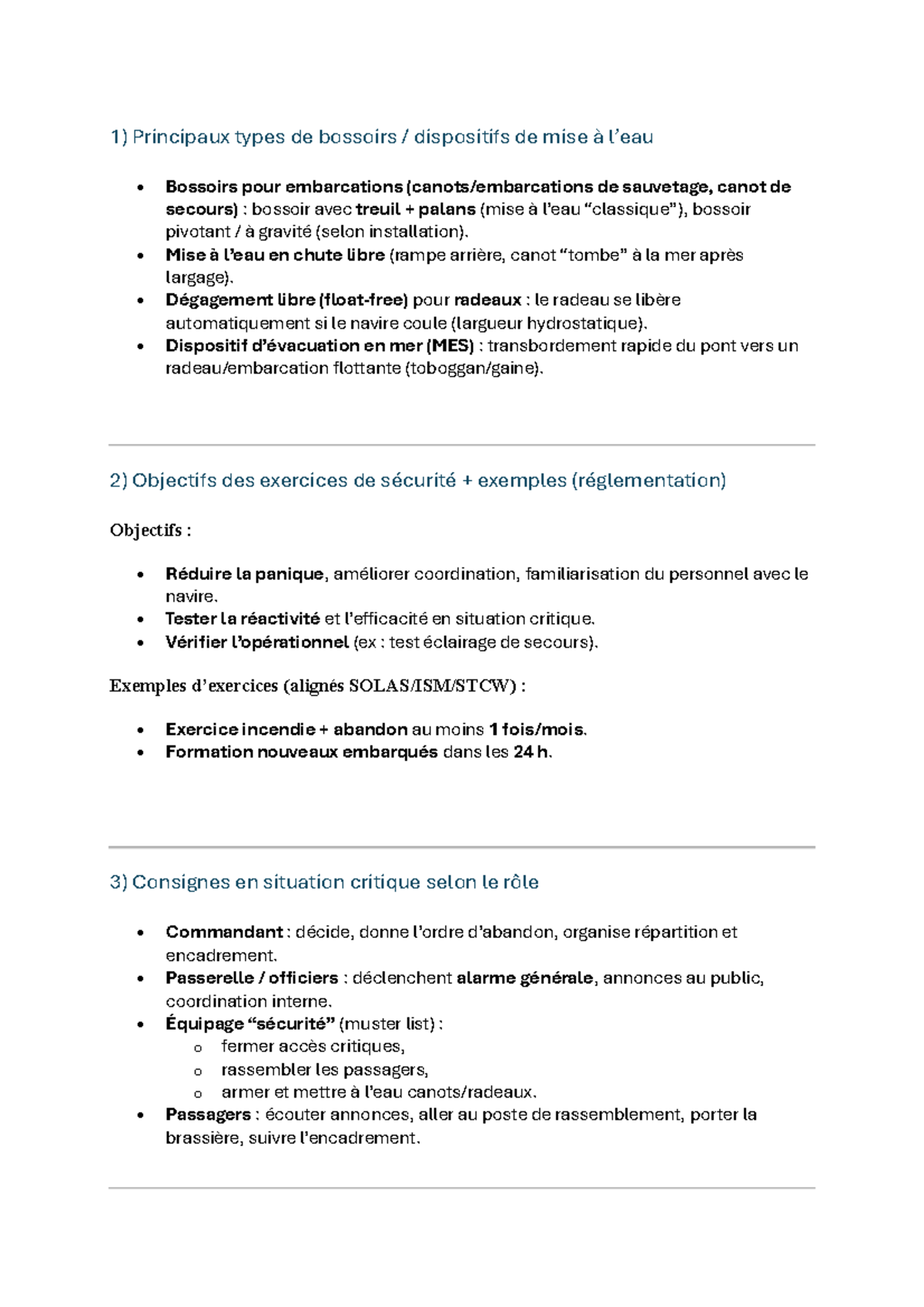 Q cours Securité A - Sjsjs - 1 ) Principaux types de bossoirs ...