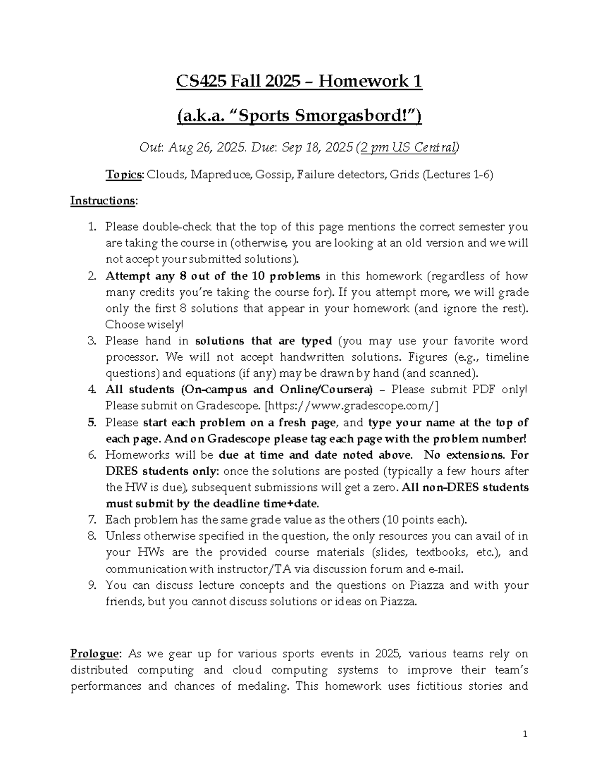 CS425 Fall 2025 Homework 1: Distributed Systems & Cloud Computing - Studocu