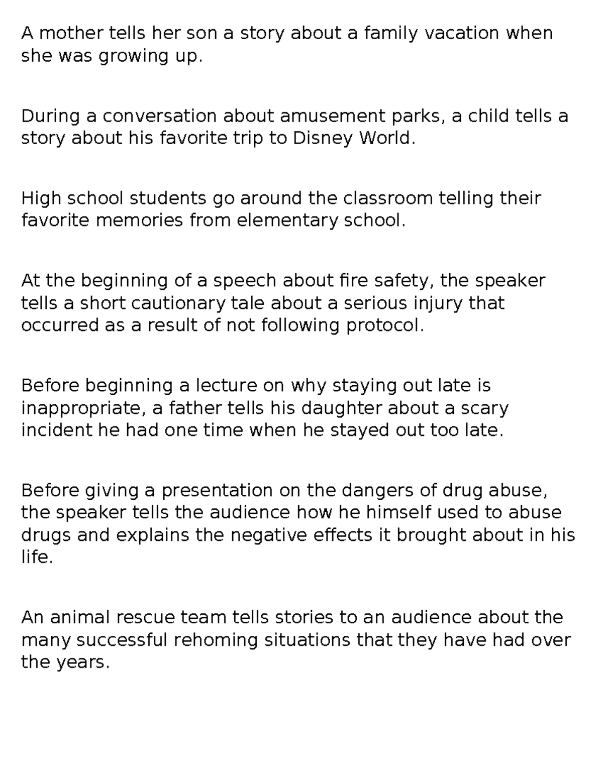 Anecdote Examples in Storytelling: Personal Tales and Lessons - Studocu