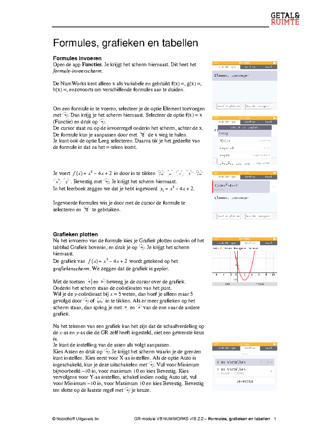 NumWorks VB Formules, Grafieken en Tabellen Lesnotities v18.2 - Studeersnel