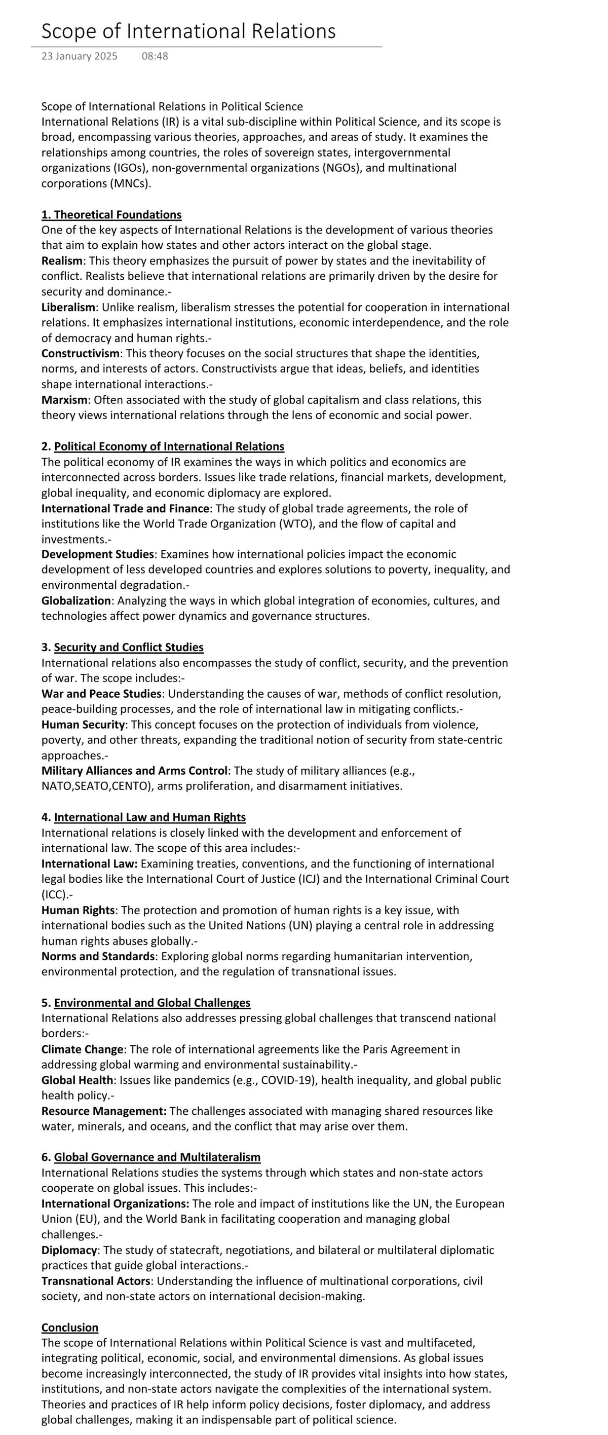 International Relations Overview: Theories & Global Challenges (IR ...