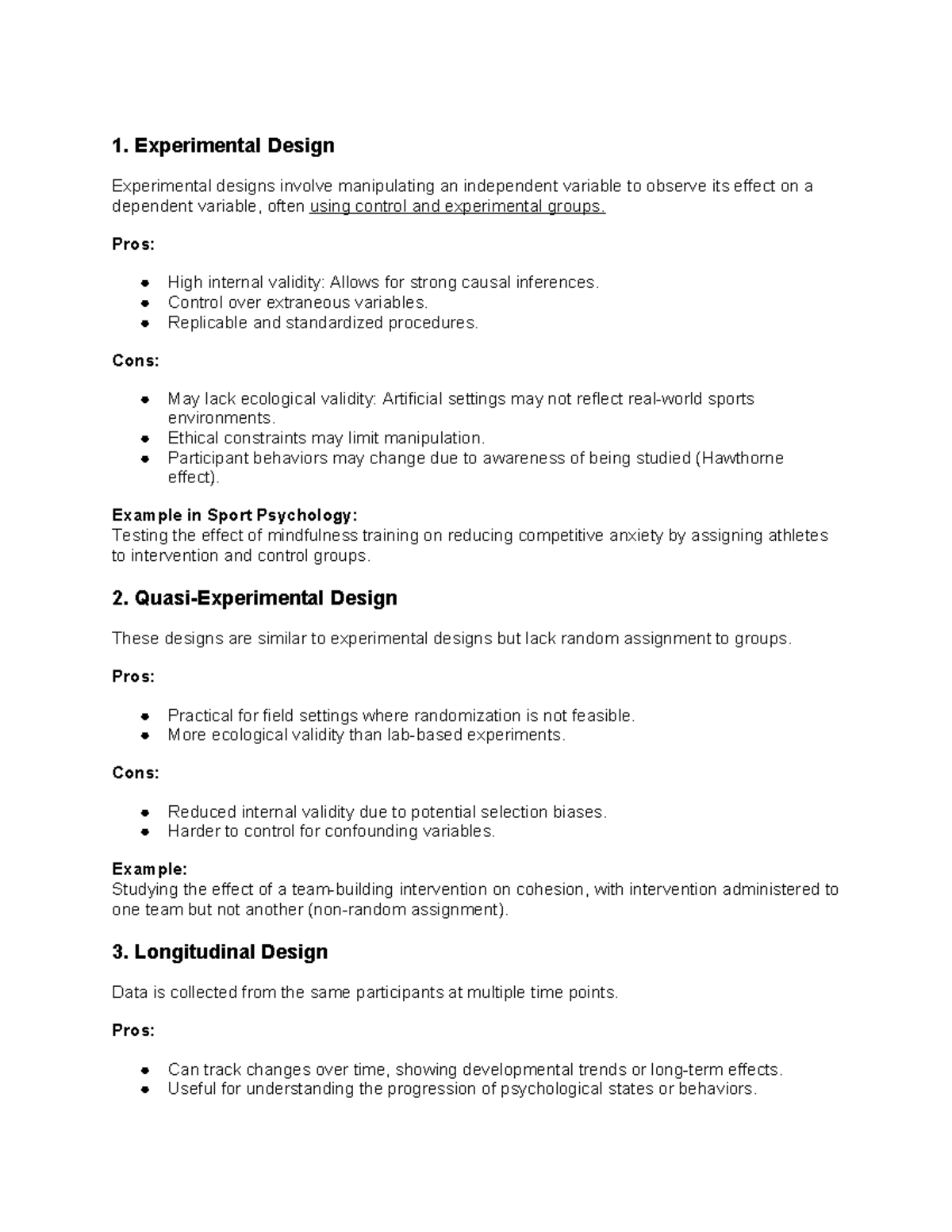 Research Design & Methods in Sport Psychology (SP 101) - Studocu