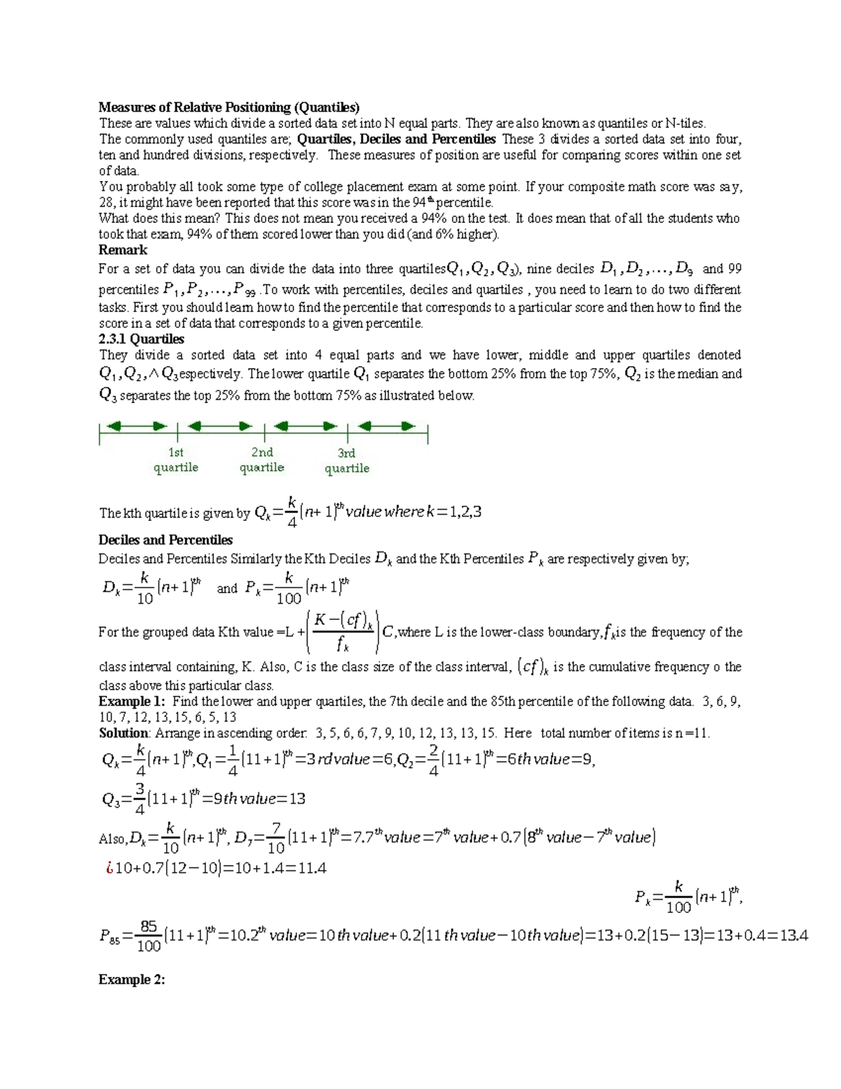 12 - Practice Examples for Quantiles and Relative Positioning Measures ...