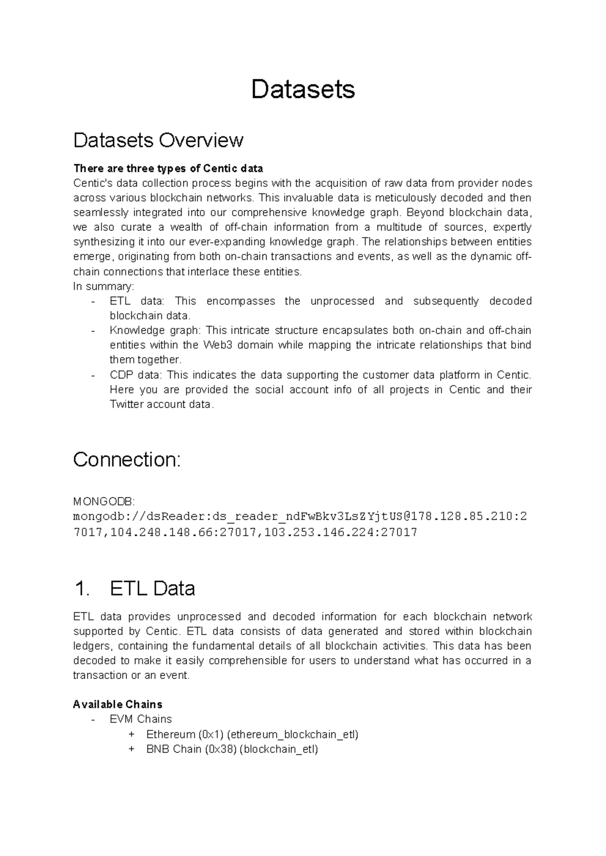 Database Document - 123 - Datasets Datasets Overview There are three ...