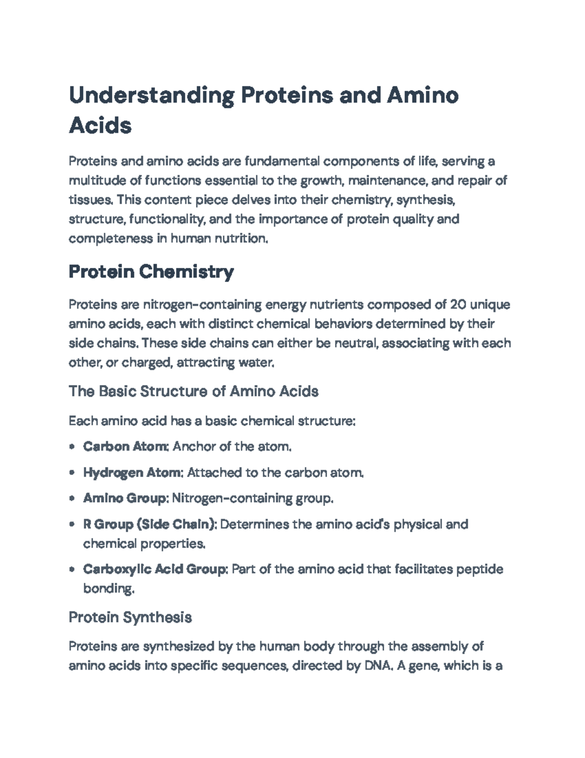 Comprehensive Overview of Proteins and Amino Acids in Nutrition ...