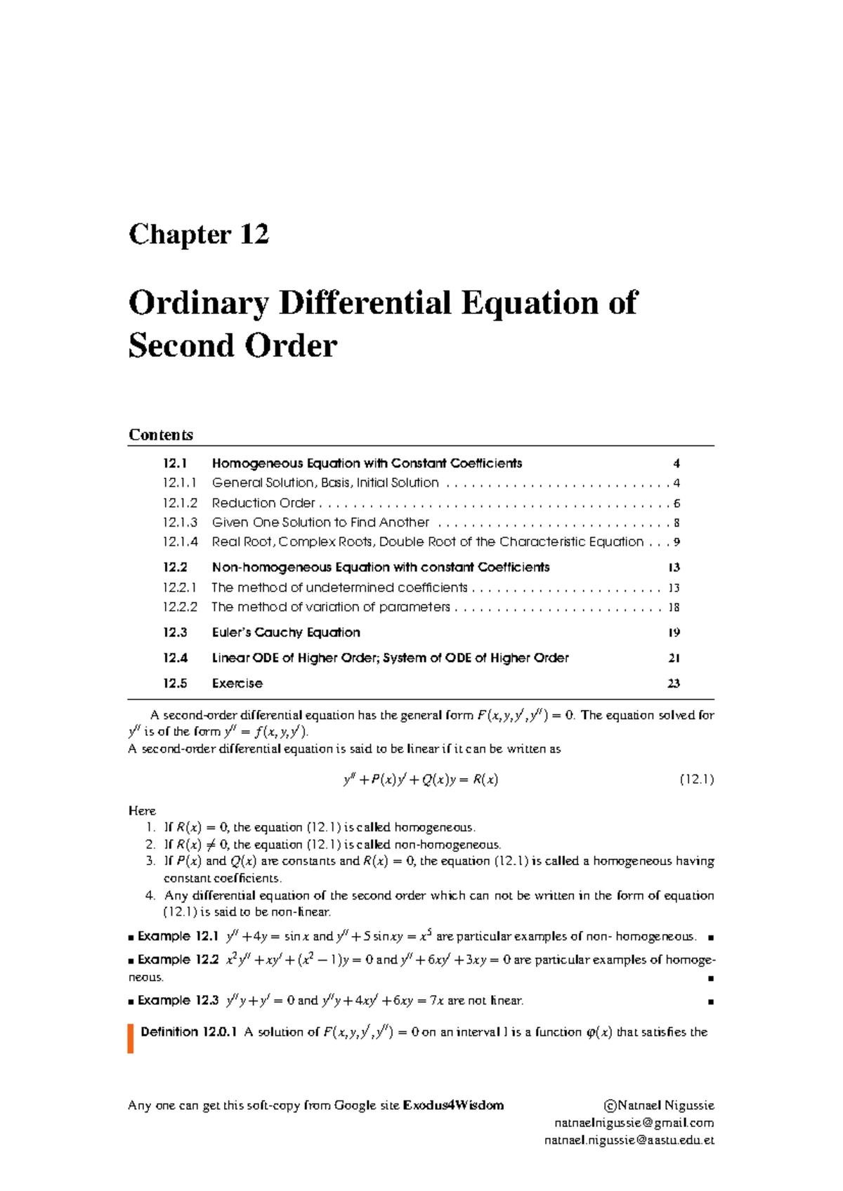 Oridinary differential Equation of First Order - Chapter 11 Ordinary ...