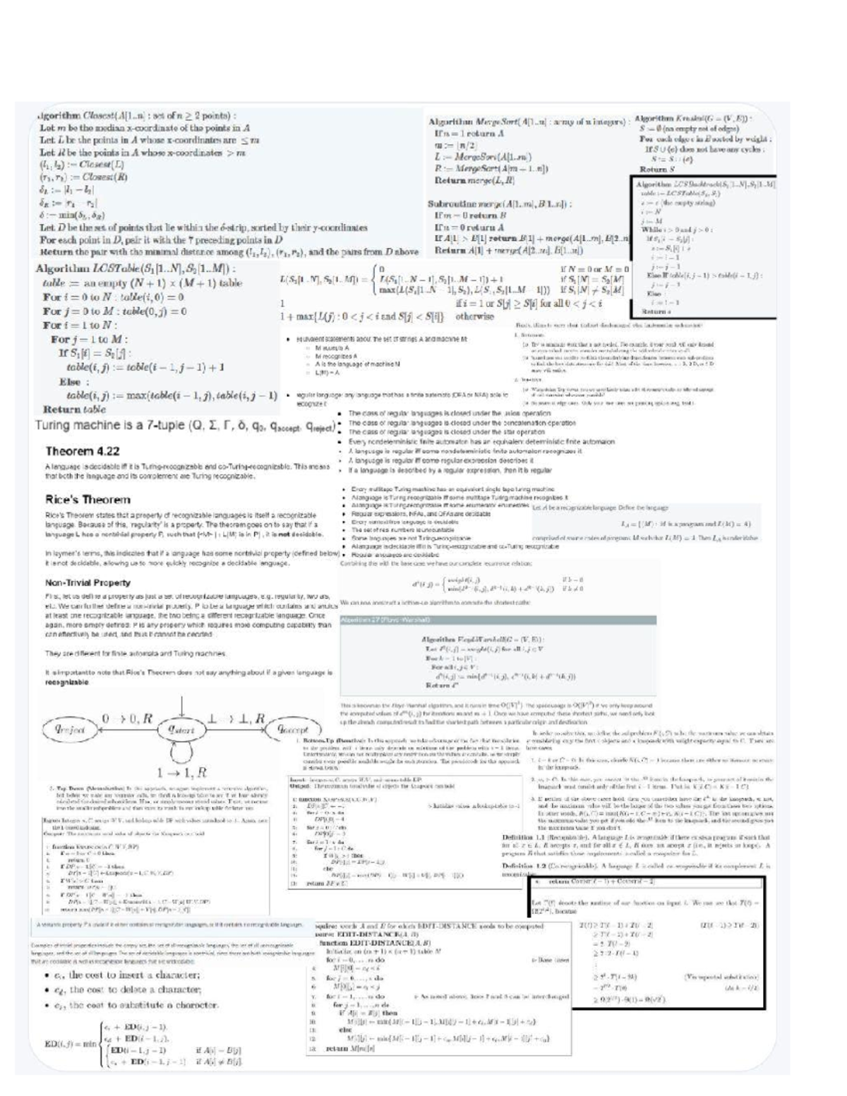 Midterm cheatsheet - .lgorithm set of n 2 points) Algorithm array of TI ...