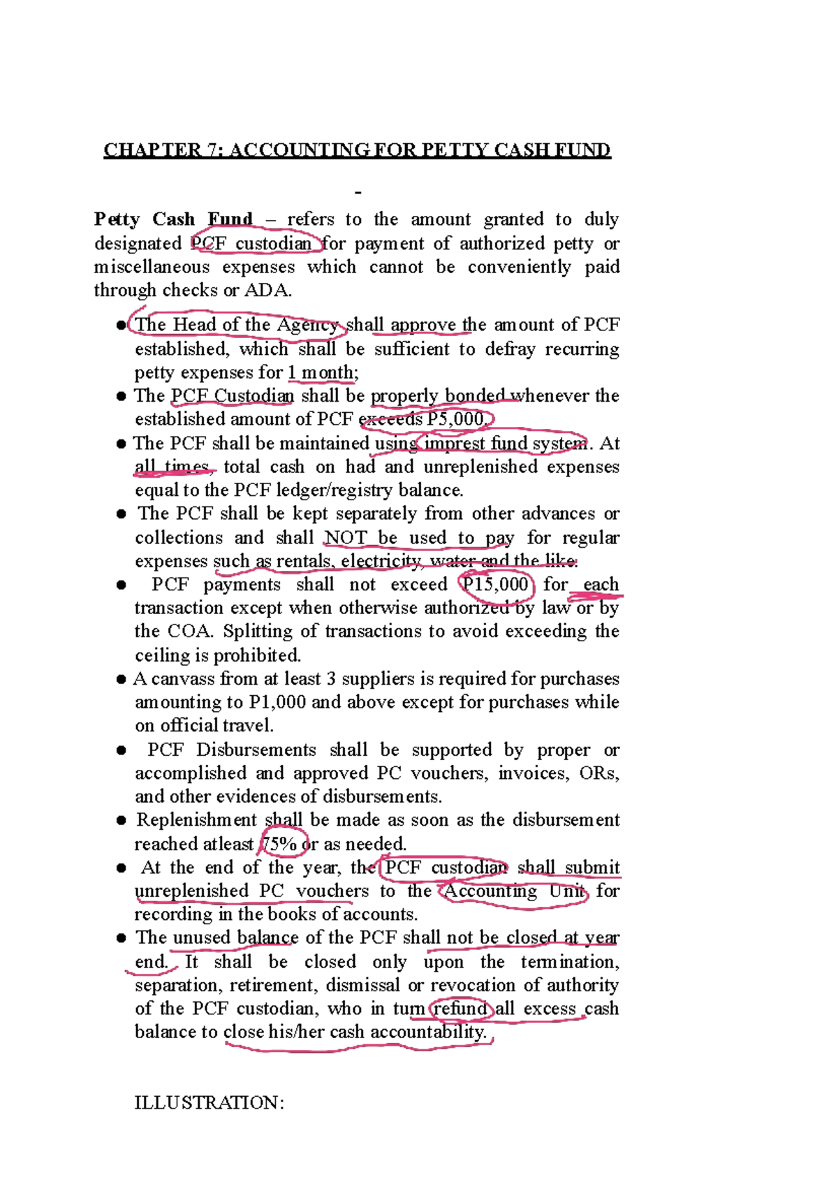 Chapter 7: Accounting for Petty Cash Fund (PCF) Guidelines - Studocu