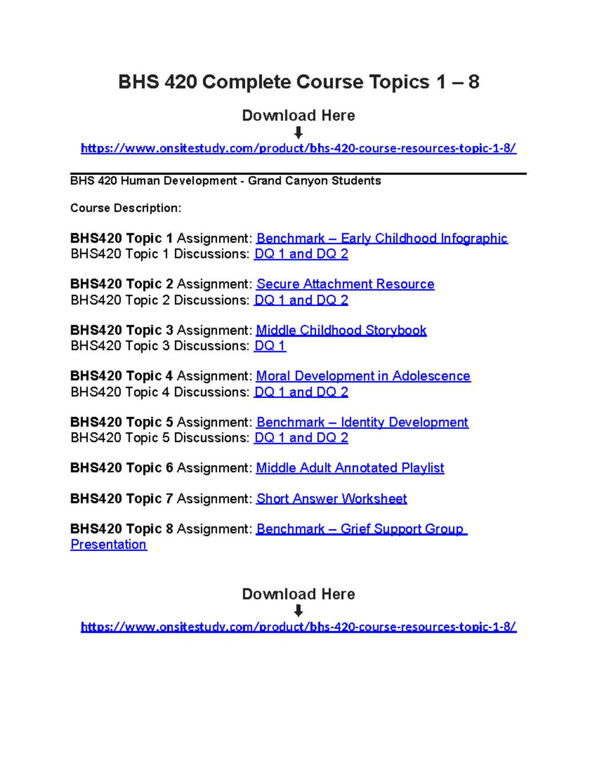 BHS 240 Comprehensive Overview: Topics 1-7 Course Content Guide - Studocu