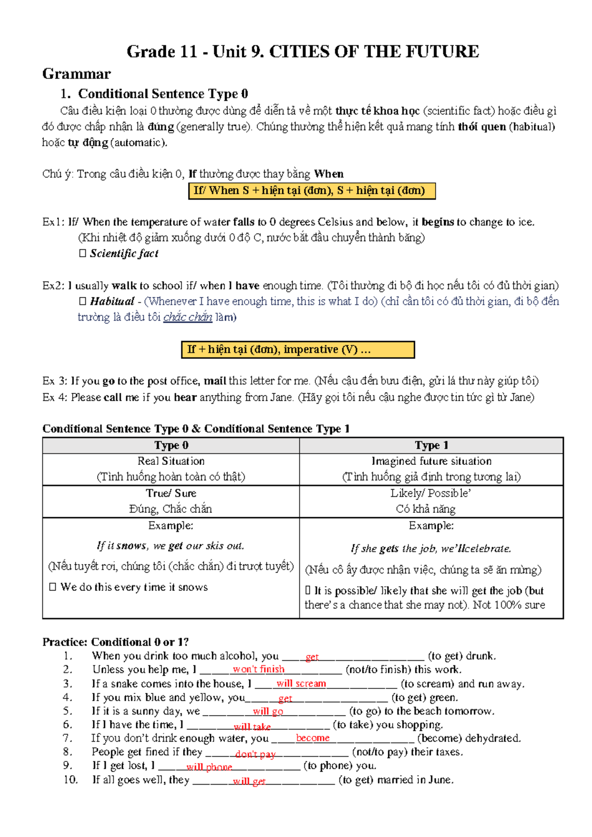 Unit 9-2 - Grade 11 - Unit 9. CITIES OF THE FUTURE Grammar 1 ...