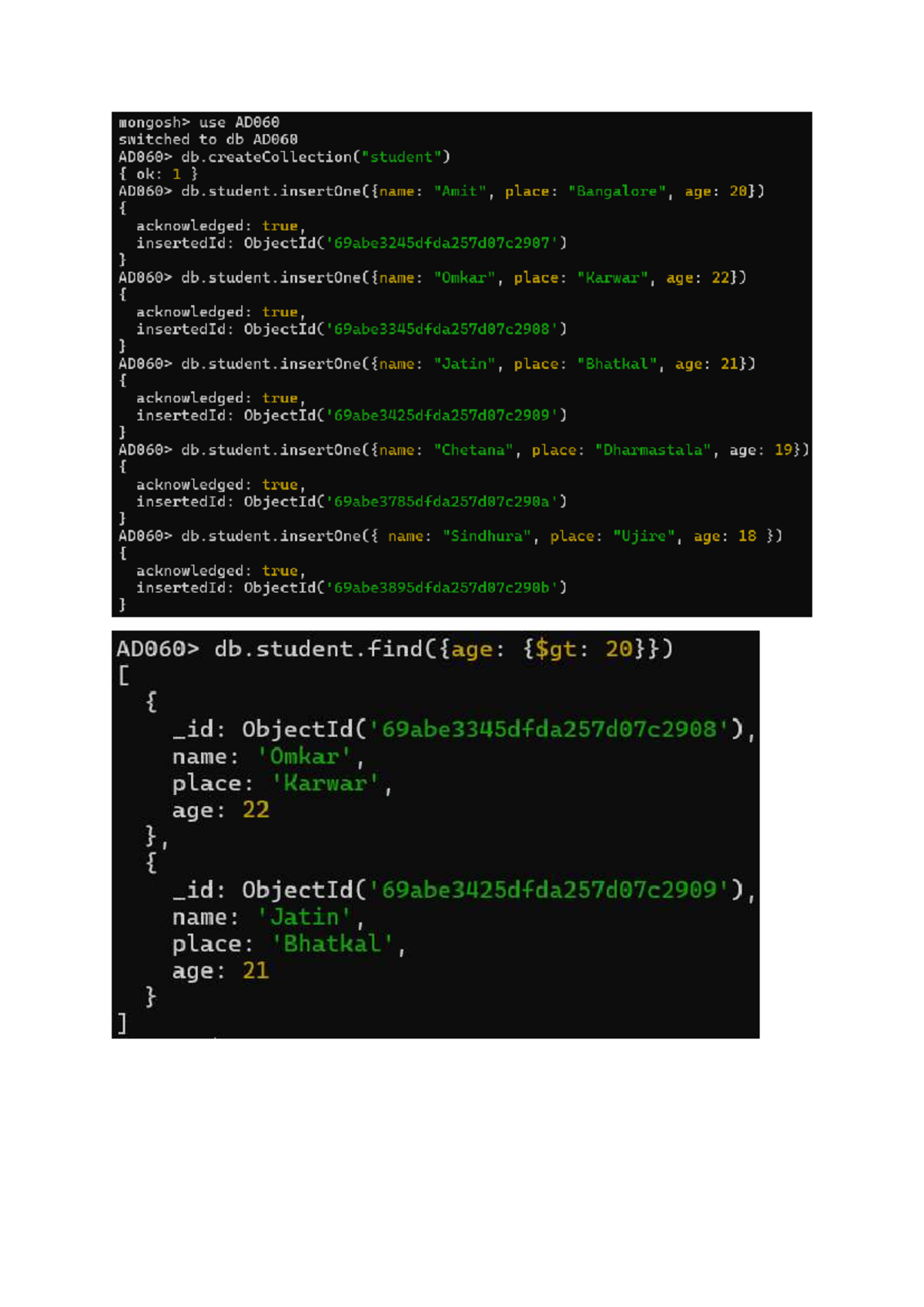 Experiment 01 & 02: MongoDB Data Insertion Analysis - Studocu