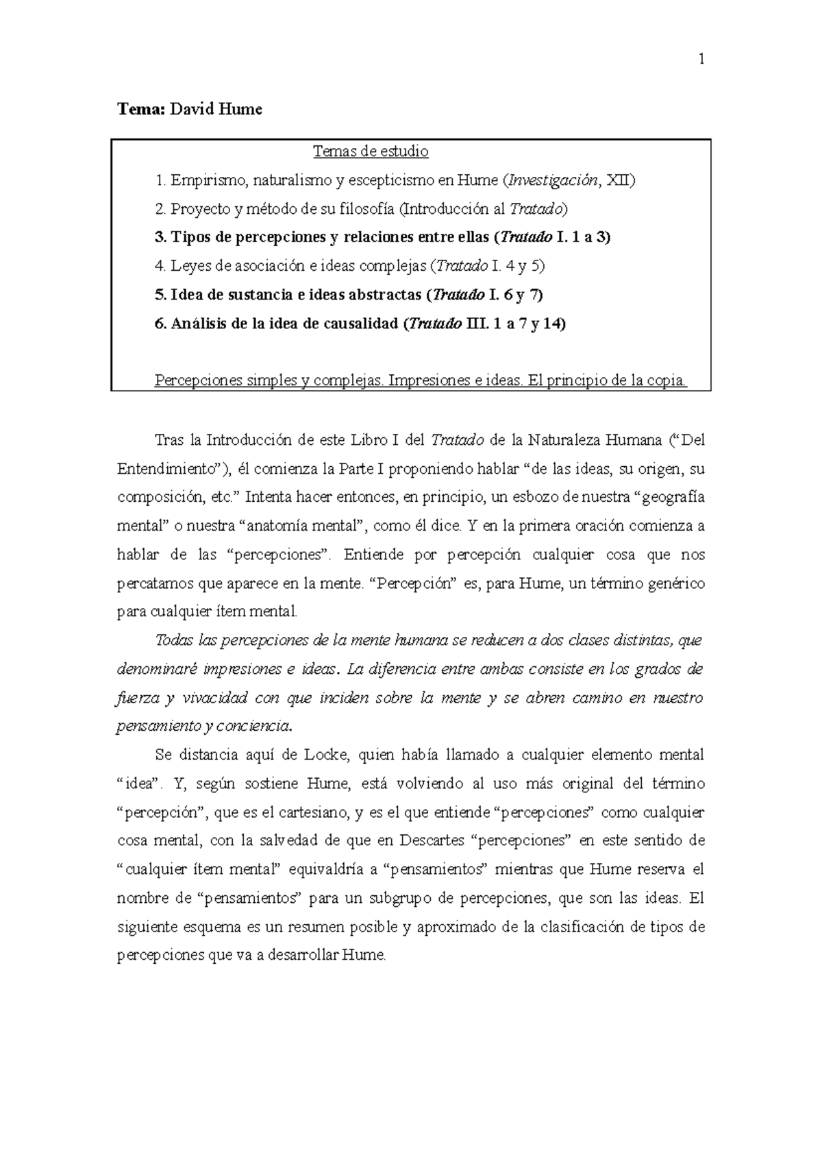 Notas sobre el Empirismo y Causalidad en David Hume - FIL 301 - Studocu