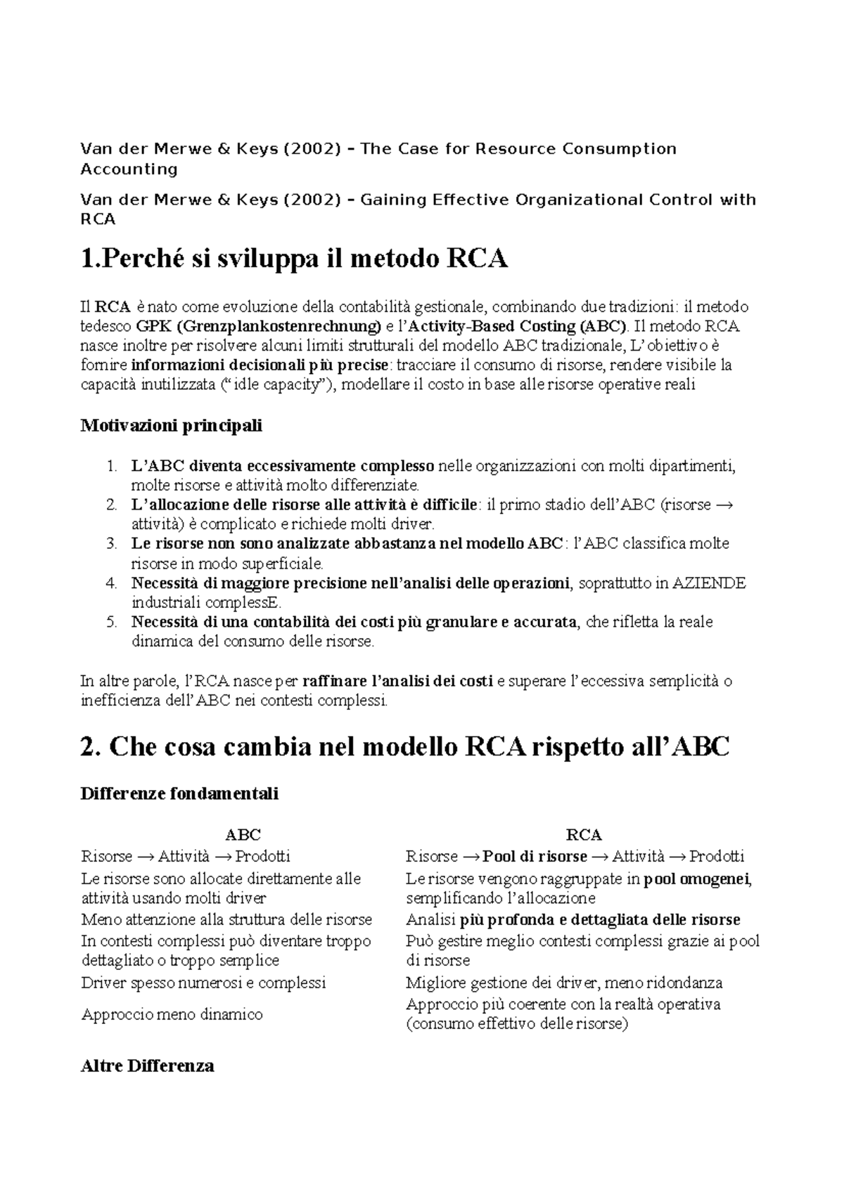 RCA Case Study: Resource Consumption Accounting Insights - Studocu