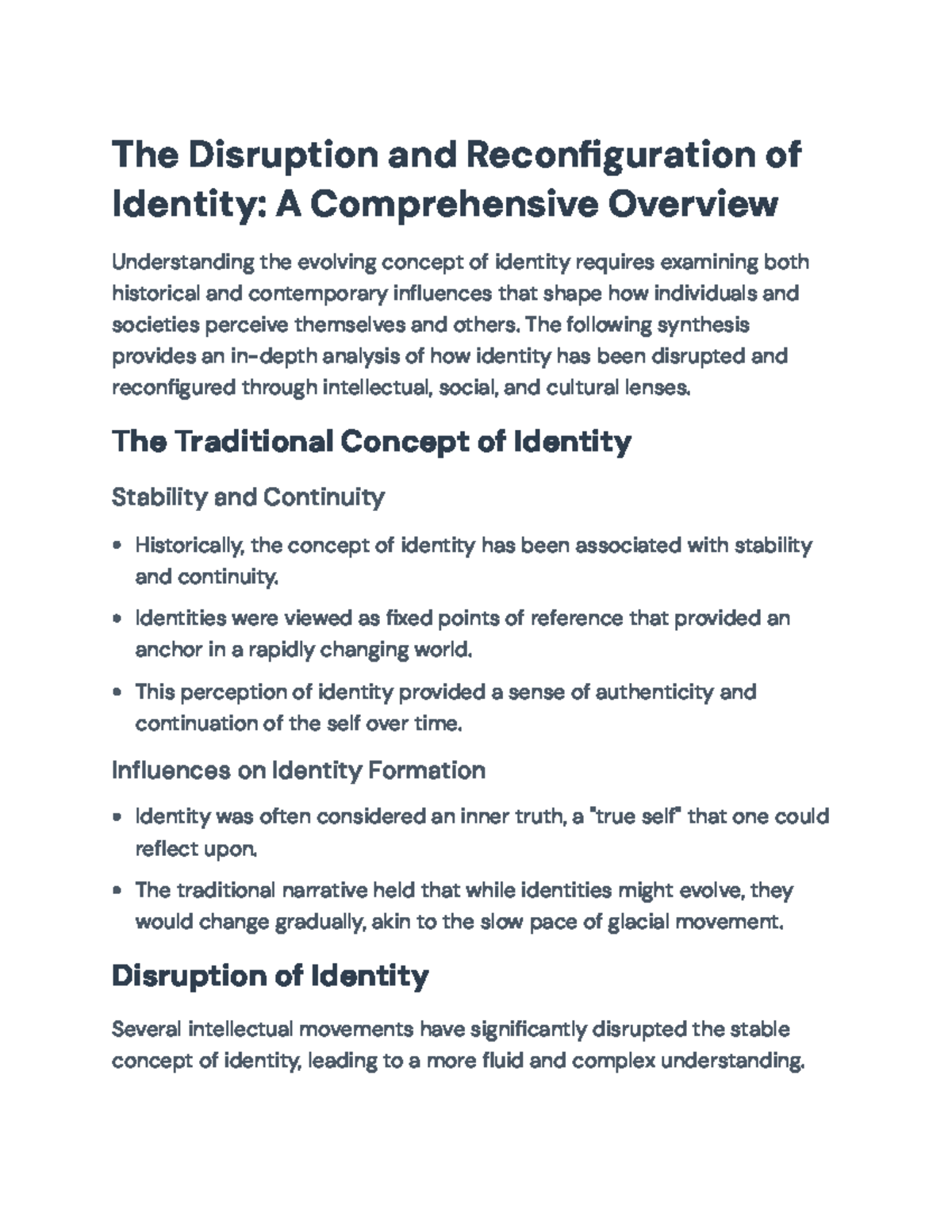 Reconfiguring Identity: A Cross-Disciplinary Analysis of Change - The ...