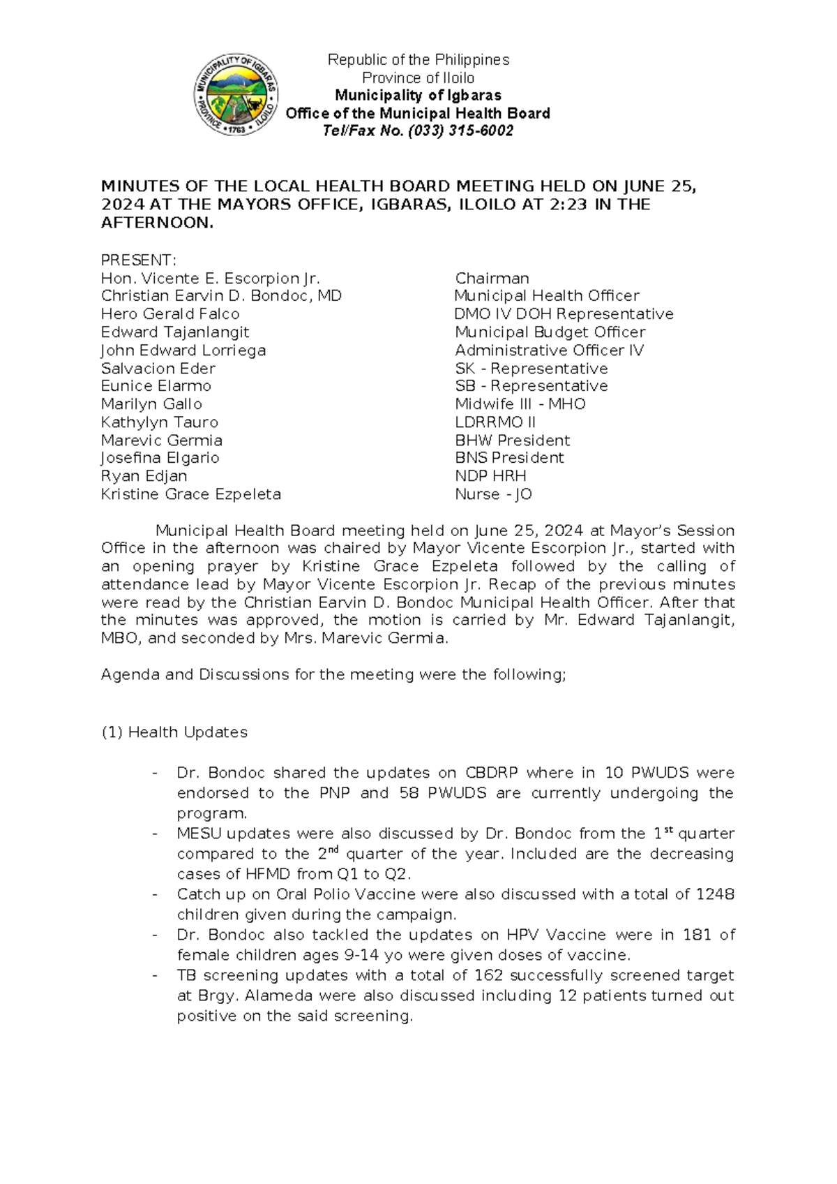 Minutes of Local Health Board Meeting (LHB 06) - June 25, 2024 - Studocu
