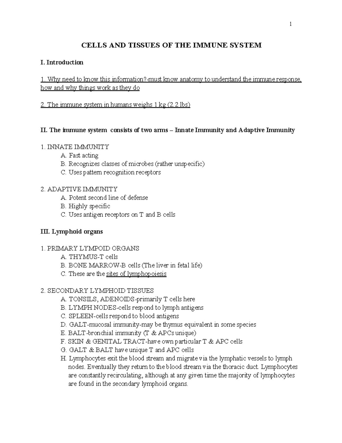 Cells and Tissues of the Immune System: Overview and Function (BIO 101 ...